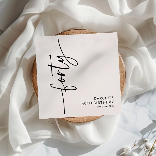 Elegante Script Veertig 40e Verjaardag Servet