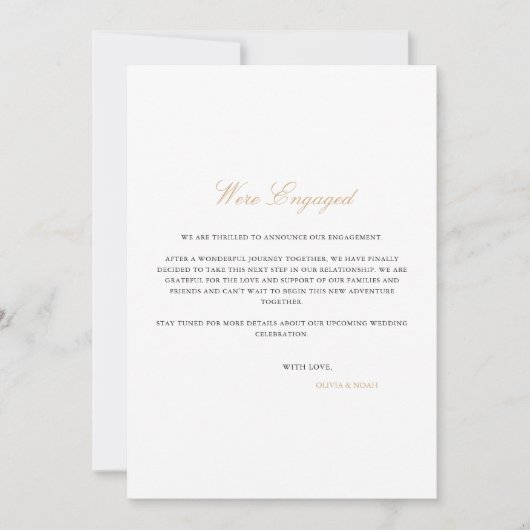Elegante Script Verloving Aankondigingskaart Aankondiging (Voorkant)