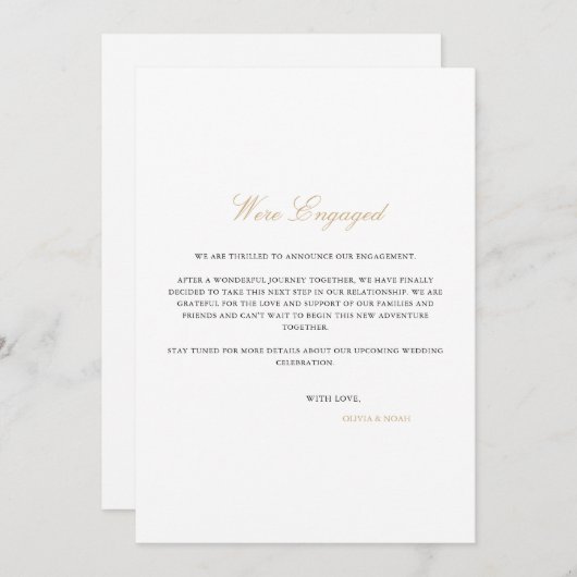 Elegante Script Verloving Aankondigingskaart Aankondiging (Voorkant / Achterkant)
