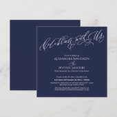 Elegante Script Vier met Ons Marineblauw Kaart (Voorkant / Achterkant)