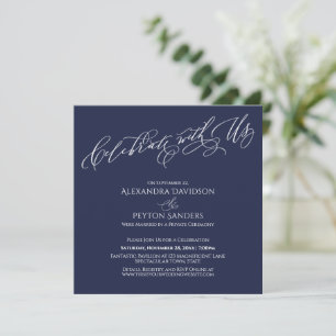 Elegante Script Vier met Ons Marineblauw Kaart