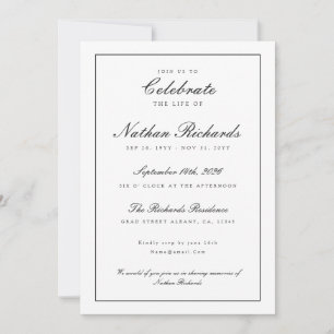 Elegante script viering van het leven-herdenking kaart