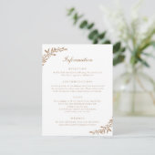 Elegante script vintage olijfblad trouwdetails kaart (Staand voorkant)