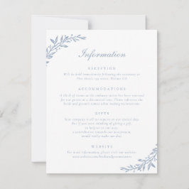 Elegante script vintage olijfblad trouwdetails kaart