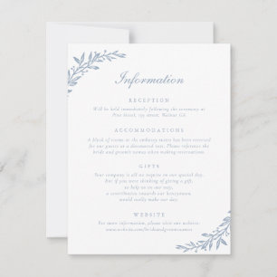 Elegante script vintage olijfblad trouwdetails kaart