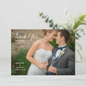 Elegante Script Volledige Foto Huwelijk Bedankt (Staand voorkant)
