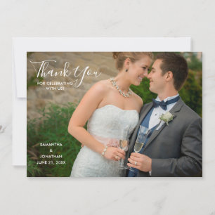 Elegante Script Volledige Foto Huwelijk Bedankt