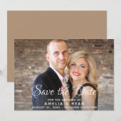 Elegante script volledige foto save the date kaart (Voorkant / Achterkant)