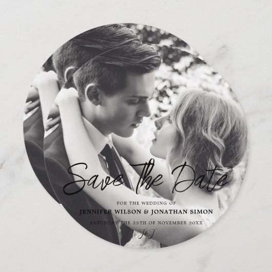 Elegante script volledige foto sjabloon Save The D (Voorkant / Achterkant)