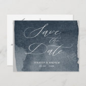 Elegante Script Waterverf Save The Date Kaart (Voorkant / Achterkant)