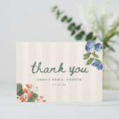 Elegante Script Waterverf Vruchten Bruidsborrel Bedankkaart (Staand voorkant)