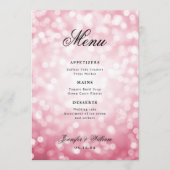 Elegante Script Wedding Blush Pink Bokeh Lights Menu (Voorkant)