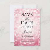 Elegante Script Wedding Blush Pink Bokeh Lights Save The Date (Voorkant)