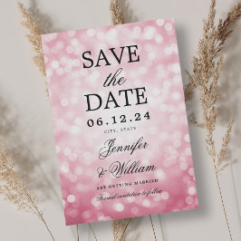 Elegante Script Wedding Blush Pink Bokeh Lights Save The Date