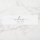 Elegante Script Welkom Trouwdag Waterfles Labels Etiket (Enkel label)