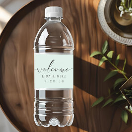 Elegante Script Welkom Trouwdag Waterfles Labels Etiket