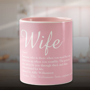 Elegante Script Wife Definitie Girlachtig Roze Pre Tweekleurige Koffiemok