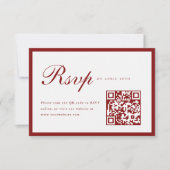 Elegante Script Wijnrode QR-code Afsluitfeest RSVP Kaartje (Voorkant)