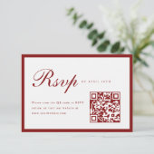 Elegante Script Wijnrode QR-code Afsluitfeest RSVP Kaartje (Staand voorkant)