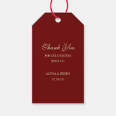 Elegante Script Wijnrode Trouwfavor Bedankt Cadeaulabel (Voorkant)
