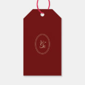 Elegante Script Wijnrode Trouwfavor Bedankt Cadeaulabel (Achterkant)