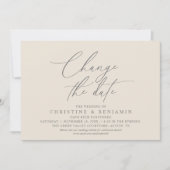 Elegante Script Wijzig de Datum Huwelijk Uitgestel Kaart (Voorkant)