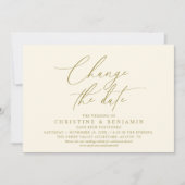 Elegante Script Wijzig de Datum Huwelijk Uitgestel Kaart (Voorkant)