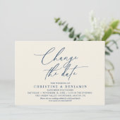 Elegante Script Wijzig de Datum Huwelijk Uitgestel Kaart (Staand voorkant)