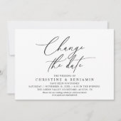 Elegante Script Wijzig de Datum Huwelijk Uitgestel Kaart (Voorkant)