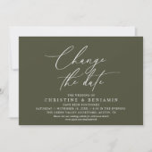 Elegante Script Wijzig de Datum Huwelijk Uitgestel Kaart (Voorkant)