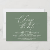 Elegante Script Wijzig de Datum Huwelijk Uitgestel Kaart (Voorkant)