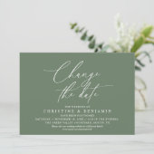 Elegante Script Wijzig de Datum Huwelijk Uitgestel Kaart (Staand voorkant)