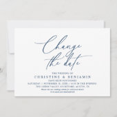 Elegante Script Wijzig de Datum Huwelijk Uitgestel Kaart (Voorkant)