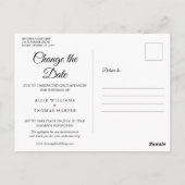 Elegante Script Wijzigingsdatum Uitgestelde Foto Briefkaart (Achterkant)