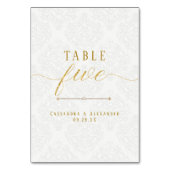 Elegante Script Wit Kanten Goud 5 Vijf Huwelijk Kaart (Achterkant)