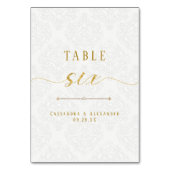 Elegante Script Wit Kanten Goud 6 Zes Trouwfeest Kaart (Voorkant)