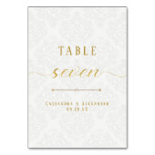 Elegante Script Wit Kanten Goud 7 Zeven Trouw Kaart (Achterkant)