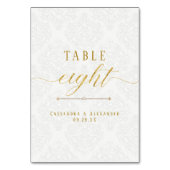 Elegante Script Wit Kanten Goud 8 Acht Trouwfeest Kaart (Achterkant)