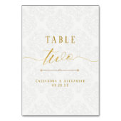 Elegante Script Wit Kanten Goud Trouw Twee 2 Kaart (Achterkant)