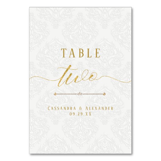Elegante Script Wit Kanten Goud Trouw Twee 2 Kaart (Voorkant)