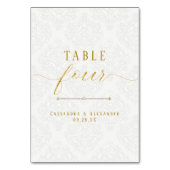 Elegante Script Witte Kant Goud 4 Vier Trouwen Kaart (Achterkant)