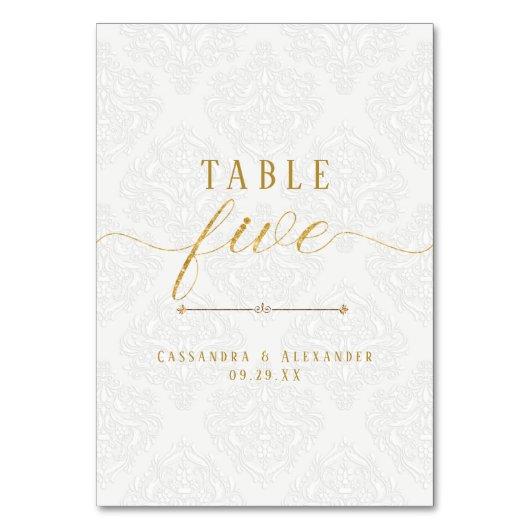 Elegante Script Witte Kant Goud 5 Vijf Trouwdag Kaart (Achterkant)