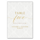 Elegante Script Witte Kant Goud 5 Vijf Trouwdag Kaart (Voorkant)