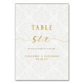 Elegante script witte kant goud 6 zes trouw kaart (Achterkant)