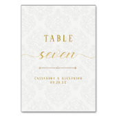 Elegante script witte kant goud 7 zeven bruiloft kaart (Voorkant)