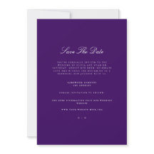 Elegante Script witte & paarse Save The Date-kaart