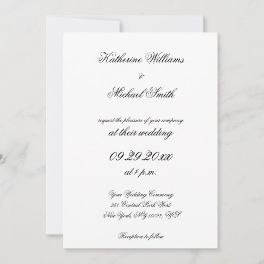 Elegante script witte trouwuitnodigingen kaart (Voorkant)