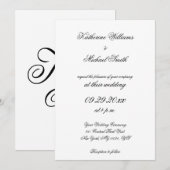 Elegante script witte trouwuitnodigingen kaart (Voorkant / Achterkant)