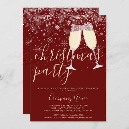 Elegante script zakelijke kerstfeest kaart (Voorkant / Achterkant)