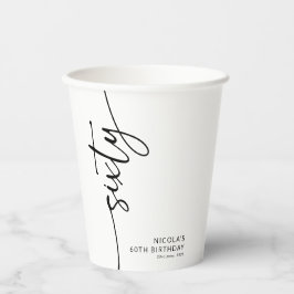 Elegante Script Zestig 60e Verjaardag Papieren Bekers